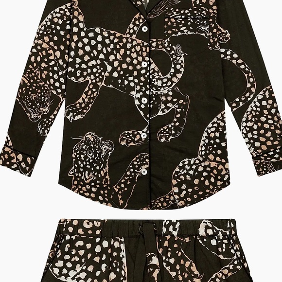 Desmond & Dempsey Jaguar Short Pant Shirt 3-Piece Pajama Set Size:Large - Picture 9 of 16